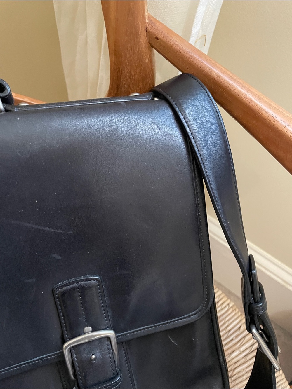 Vintage Coach Black Leather Messenger Thompson Briefcase with Adjustable Strap - Picture 3 of 11